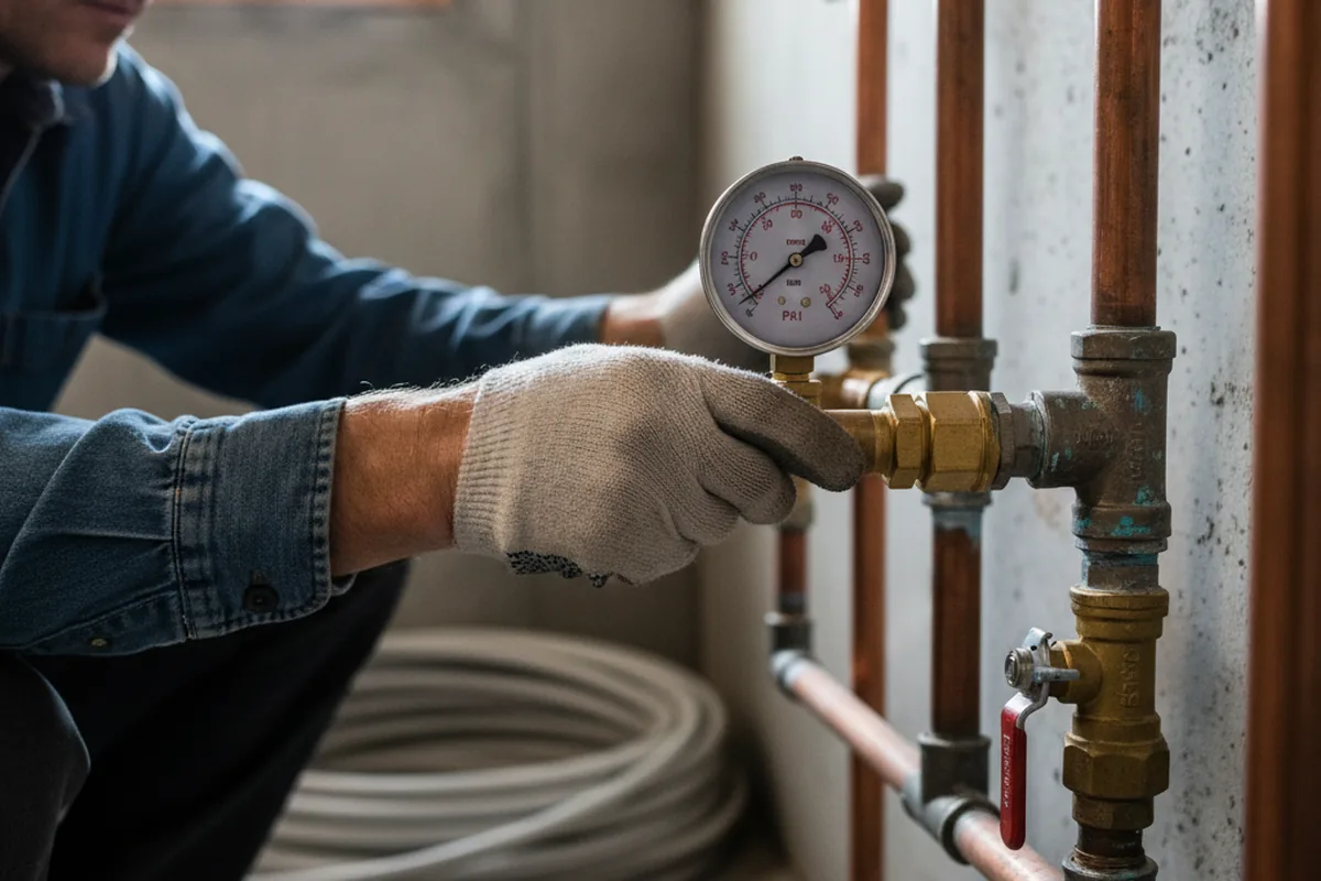 Pressure testing a repaired line during Water Line Repair in Rockport